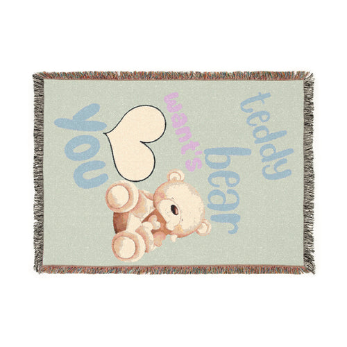 Teddy bear Woven Blanket