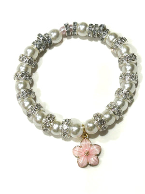 Pink flower bracelet