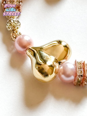 Heart Bracelet with Gold beads perfect for parties and ceremonies