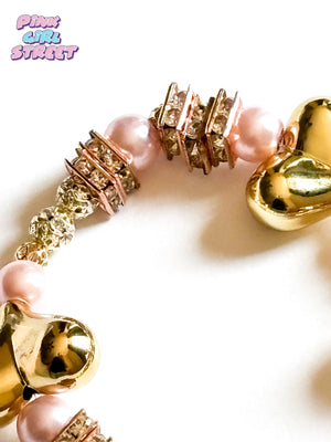 Heart Bracelet with Gold beads perfect for parties and ceremonies