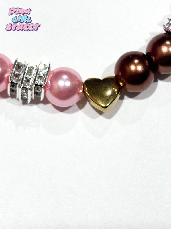 Pandora bracelet with charms Pink And Brown Pearls Bracelet