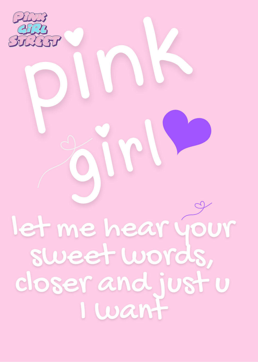 Pink Girl Let Me Hear Your Sweet Words Digital Download