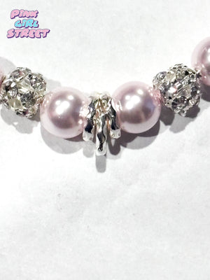 Pink Pearls With Silver Heart Charm