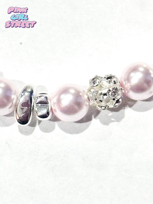 Pink Pearls With Silver Heart Charm