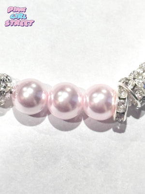 Pink Pearls With Silver Heart Charm