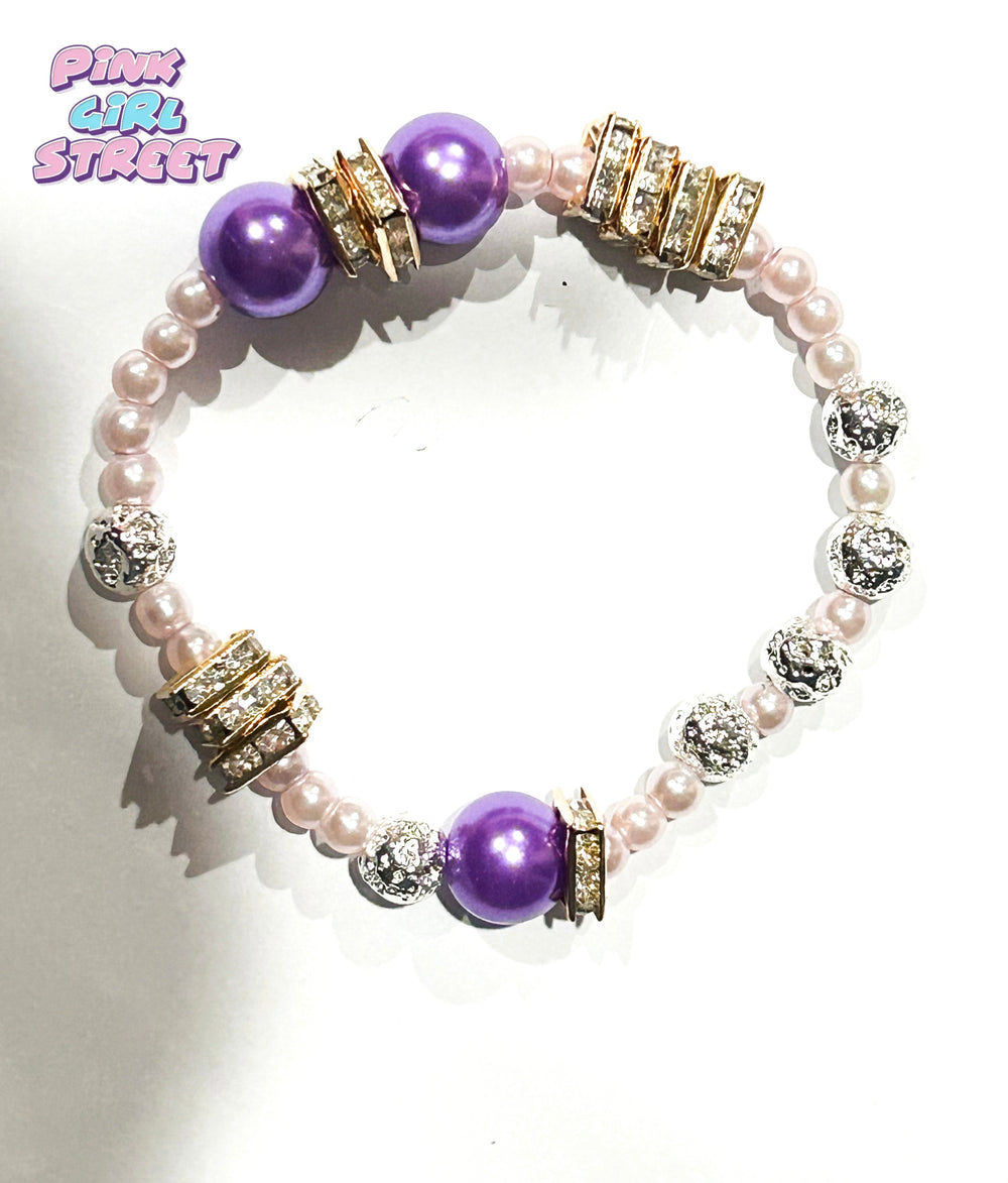 Pandora jewelry -  gift bracelet - Purple Pearls Bracelet - silver bracelet