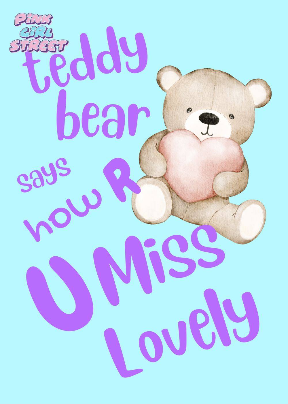 Teddy Bear Says How R U Miss Lovely Digital Download